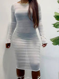 Sheer Nights midi dress by TrendzByShe featuring a fitted silhouette and delicate sheer fabric for elegant evening wear.