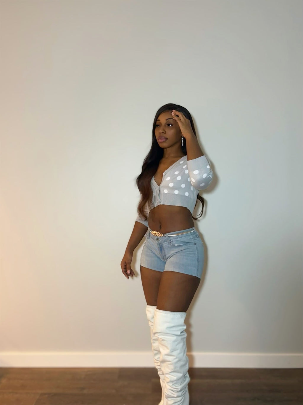 Connect the dots cropped knit sweater