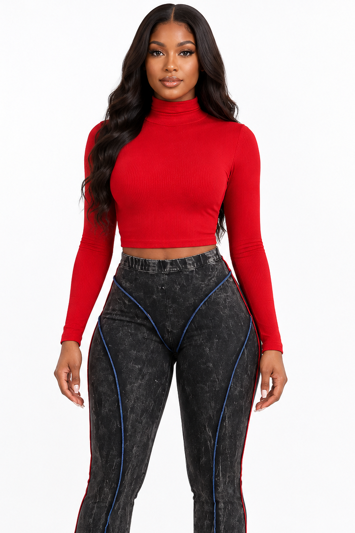 Essential Long Sleeve Turtleneck Crop Top