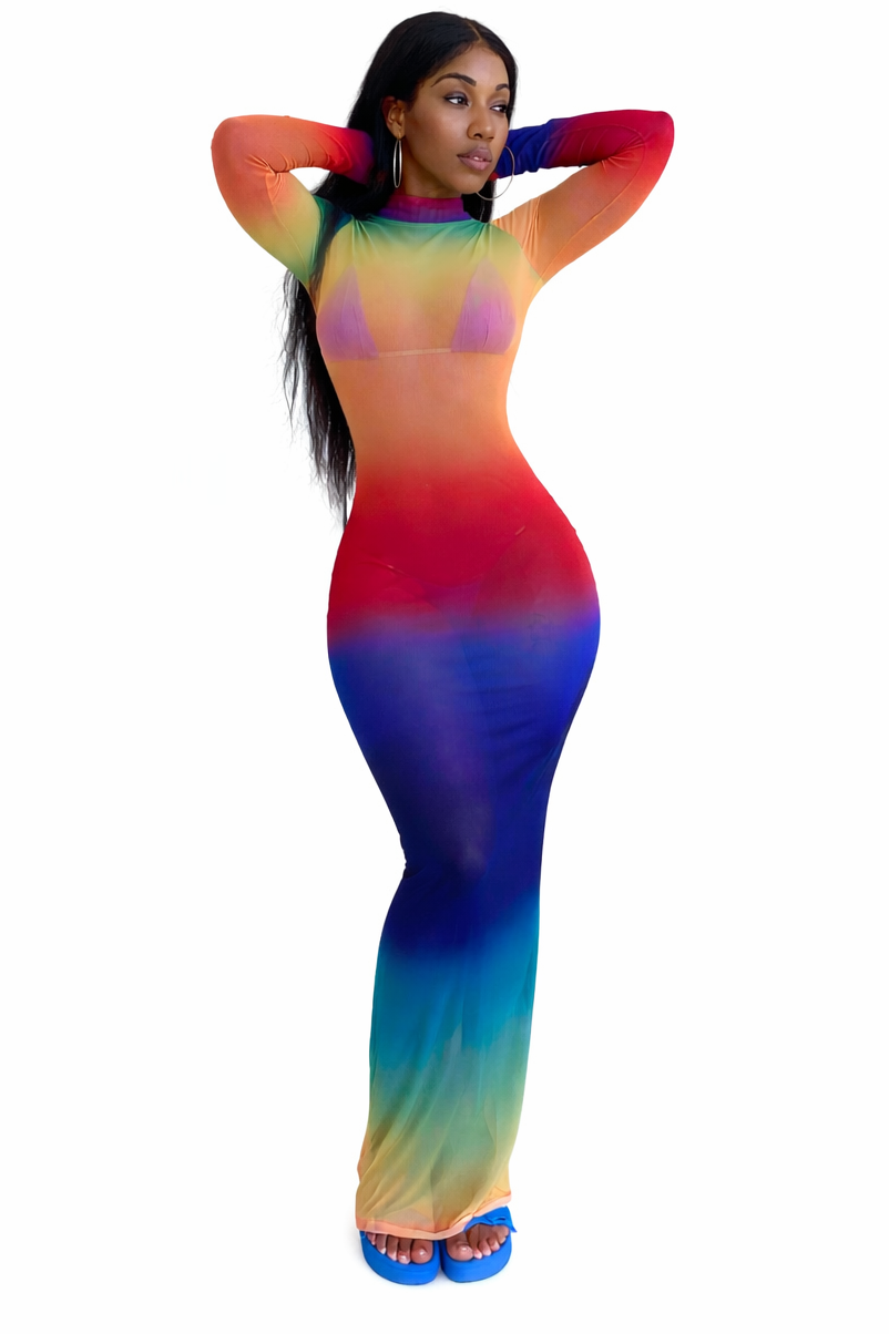 Sunset Glow Sheer Maxi Dress