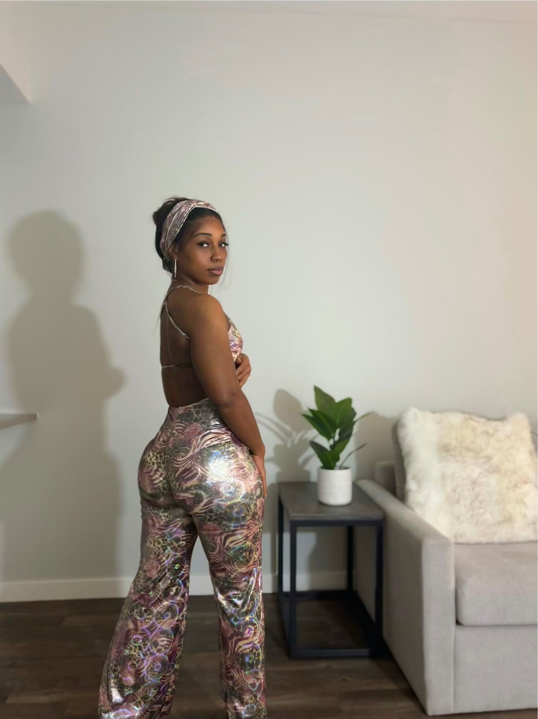 Metallica backless spaghetti strap jumpsuit