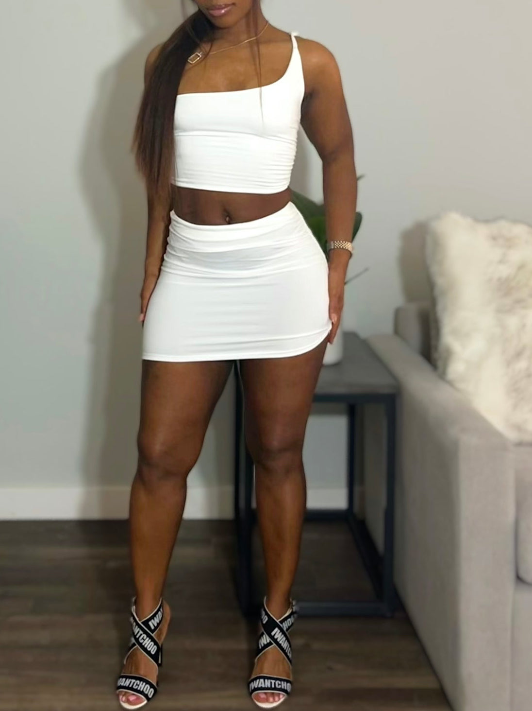 Cold Shoulder mini skirt set