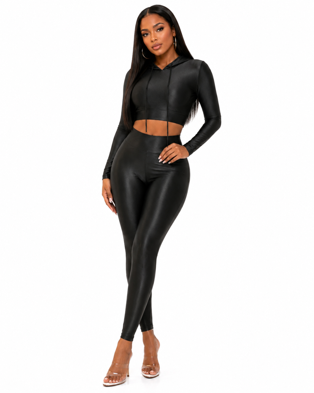Sporty Girl Cropped Hoodie Set