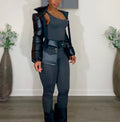 TrendzByShe sculpted edge crop top jacket featuring a fitted design and stylish collar, perfect for trendy outerwear looks.