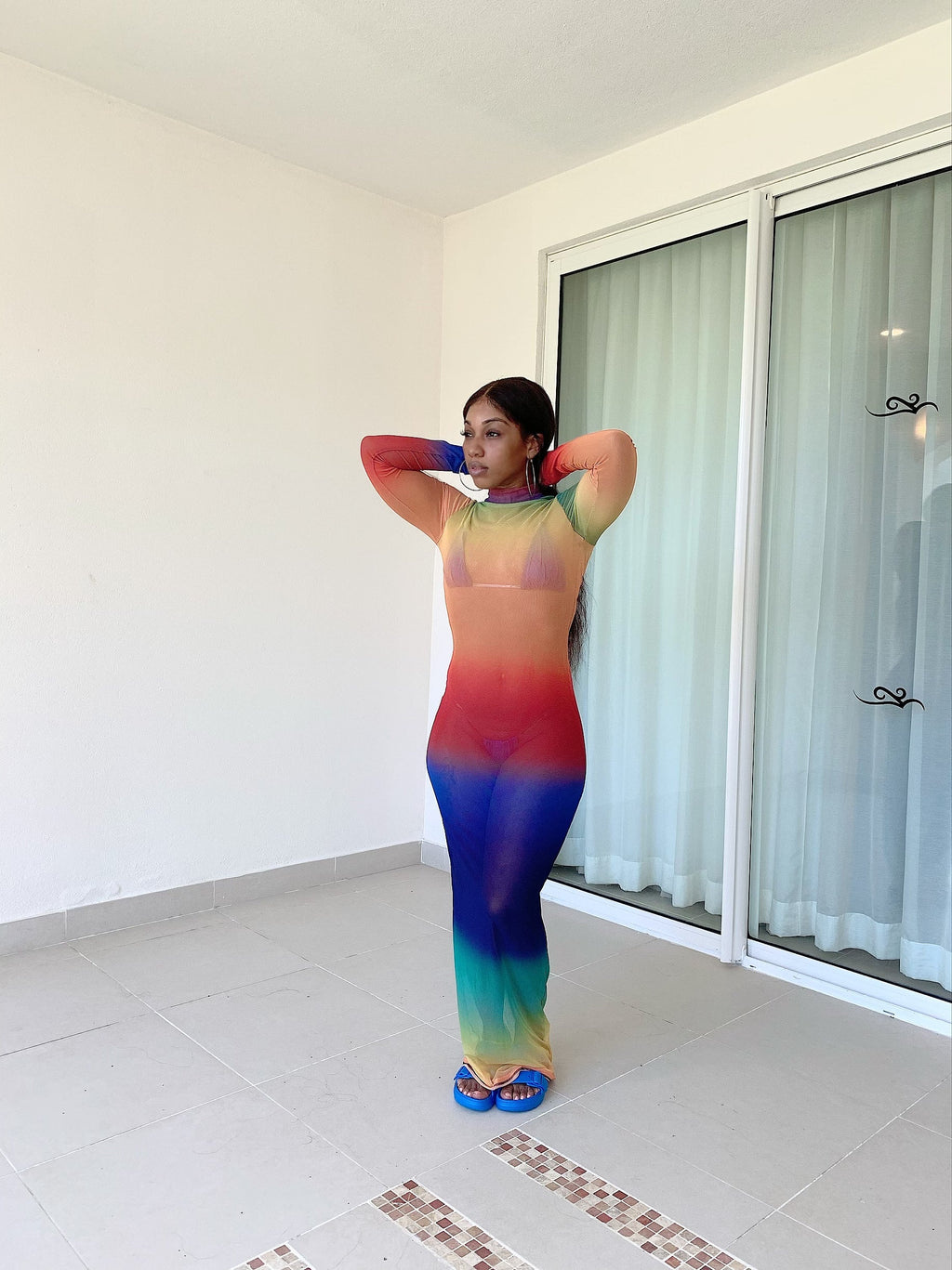 Tuscan multicolor mesh coverup