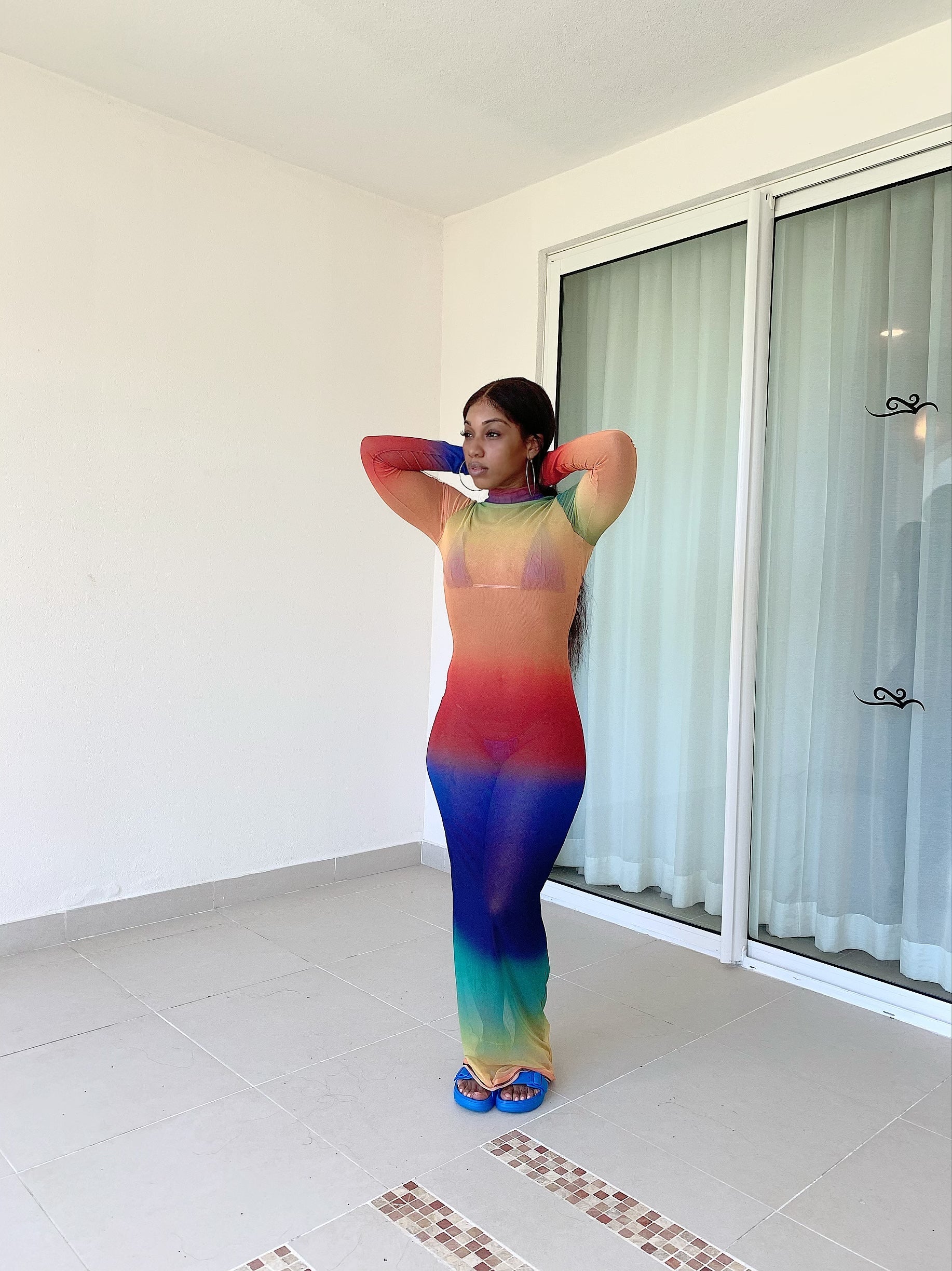 Tuscan multicolor mesh coverup