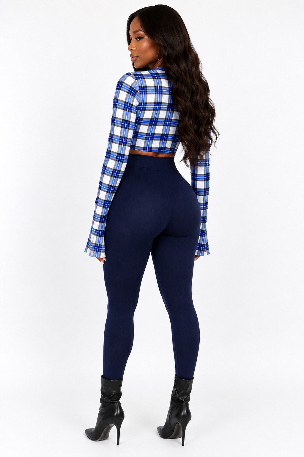 Weekend Tie Front Plaid Crop Top
