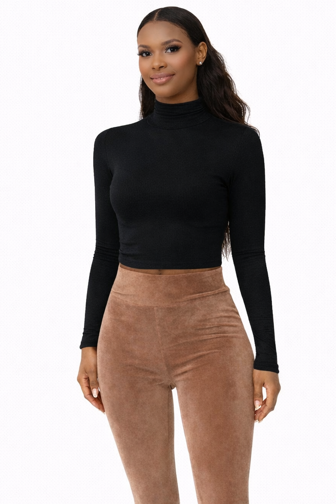Essential Long Sleeve Turtleneck Crop Top