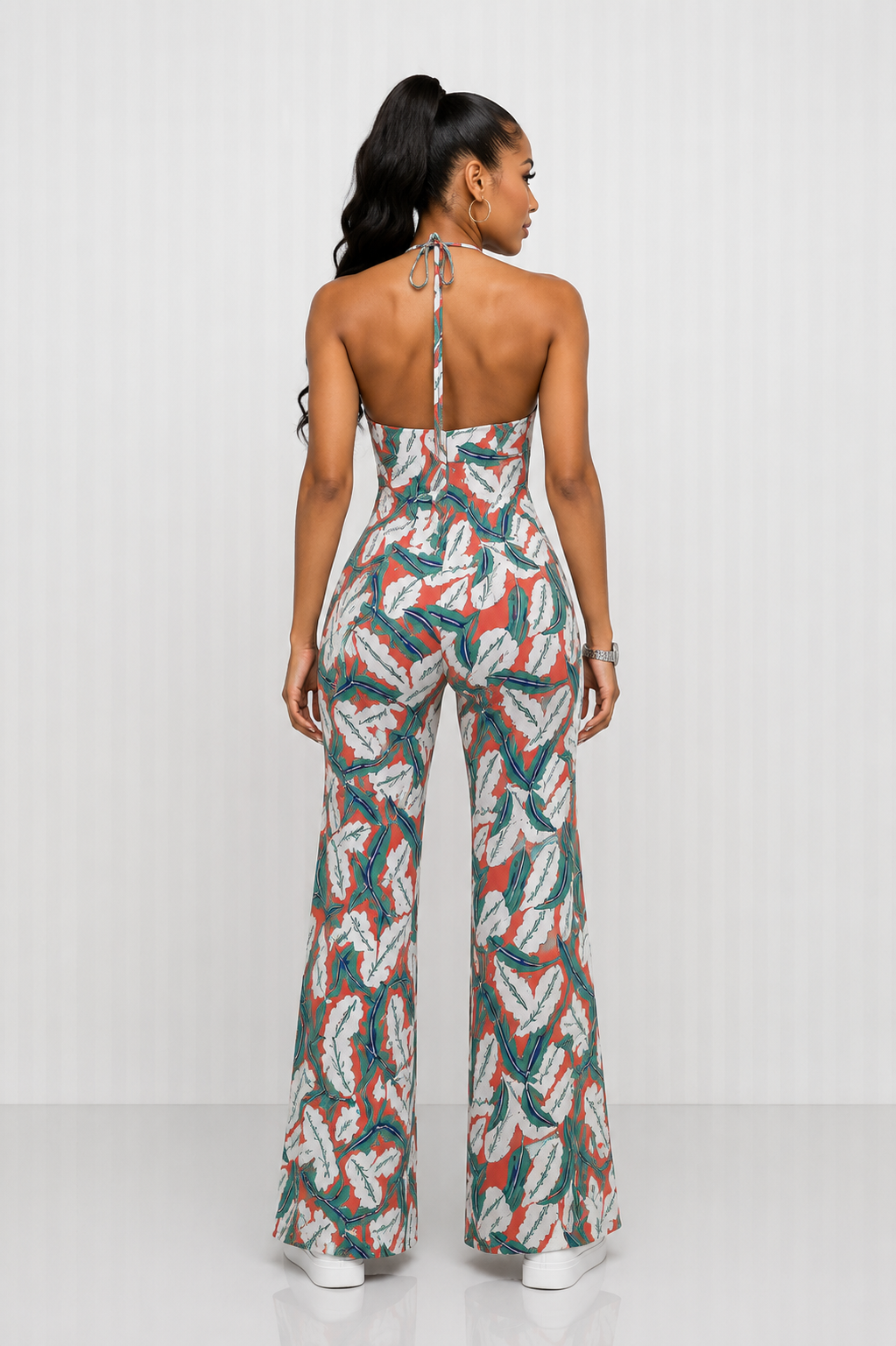 Tropical Curve Halter Jumpsuit