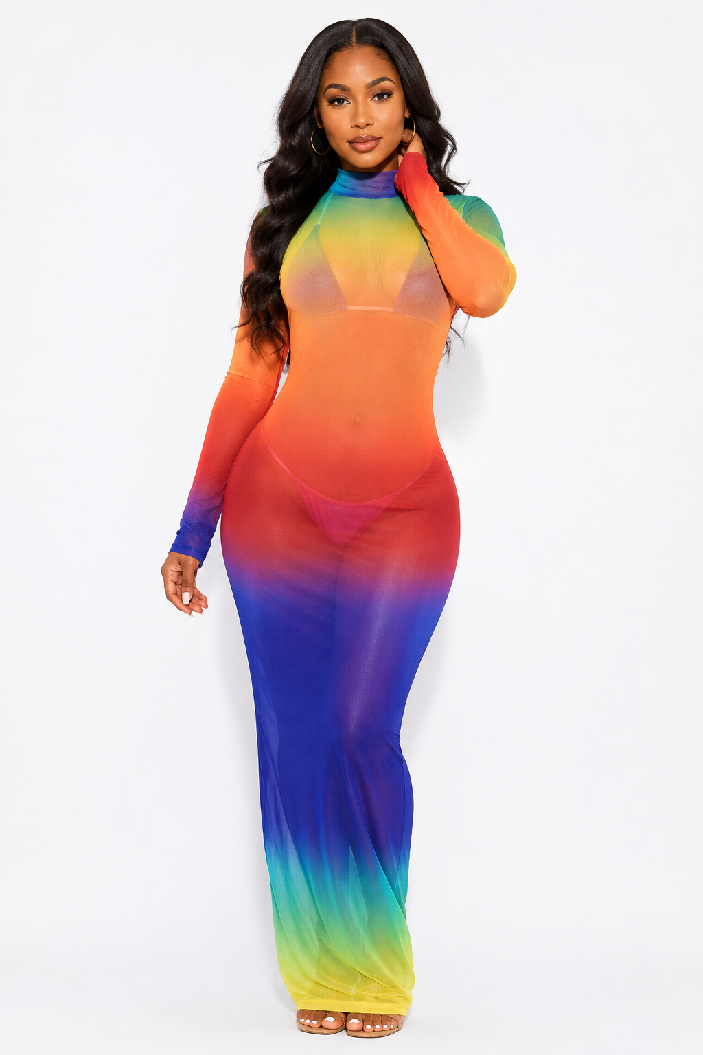 Sunset Glow Sheer Maxi Dress
