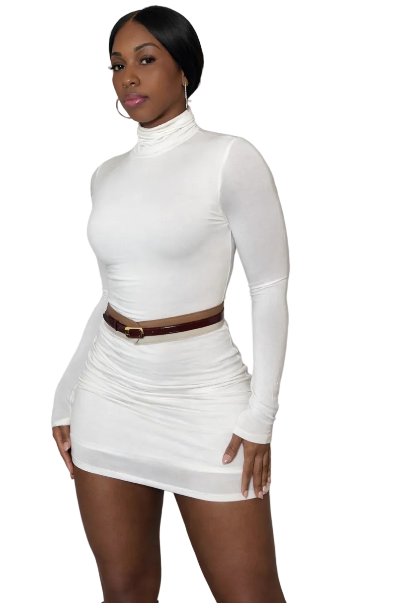 Sculpted Turtle Neck Double Layered MiniDress