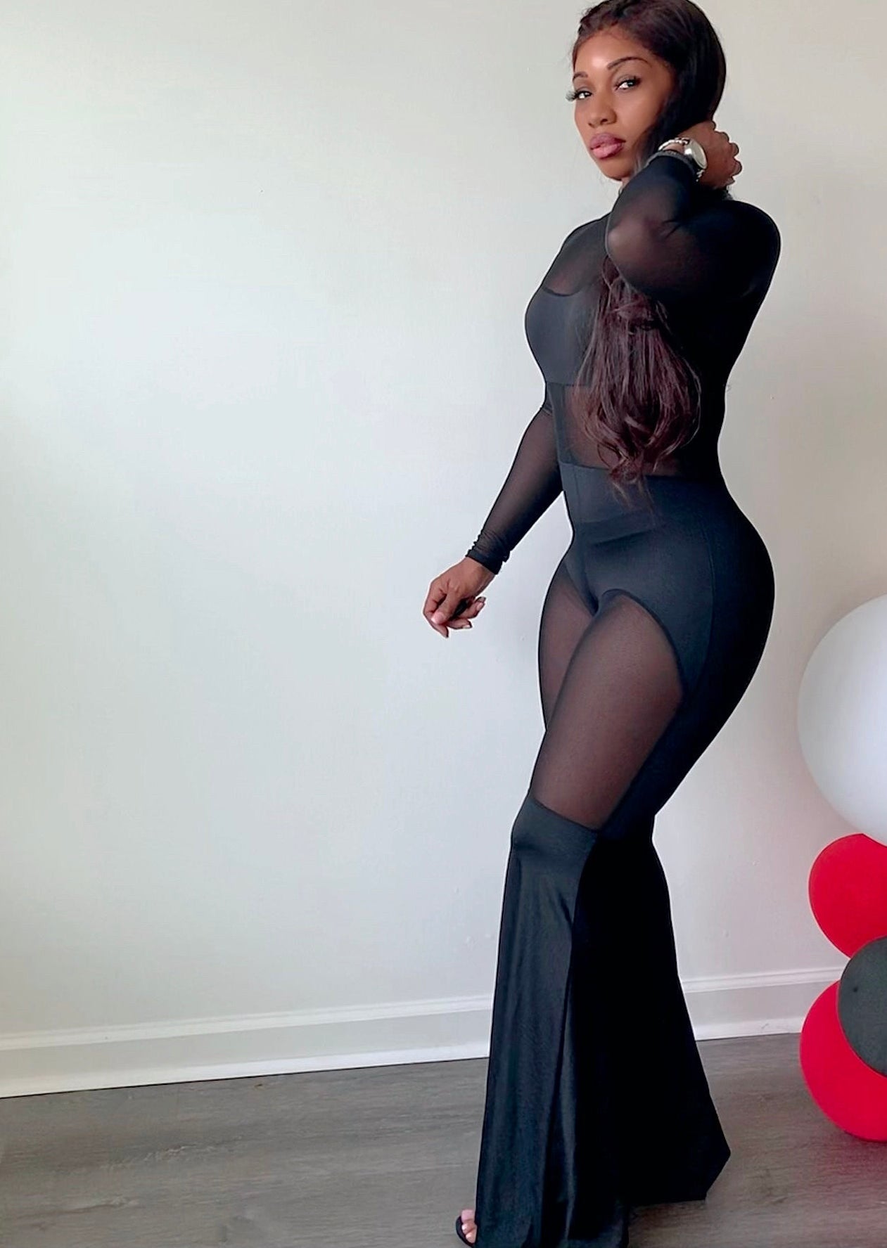 September Mesh Bell Bottom Jumpsuit