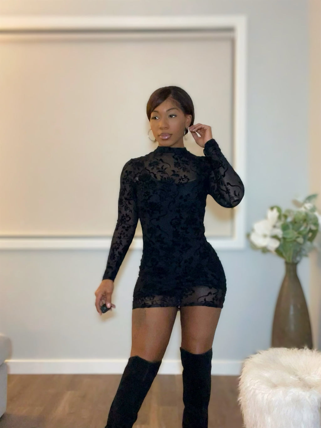 Lacey Lace Body-Con Mini Dress