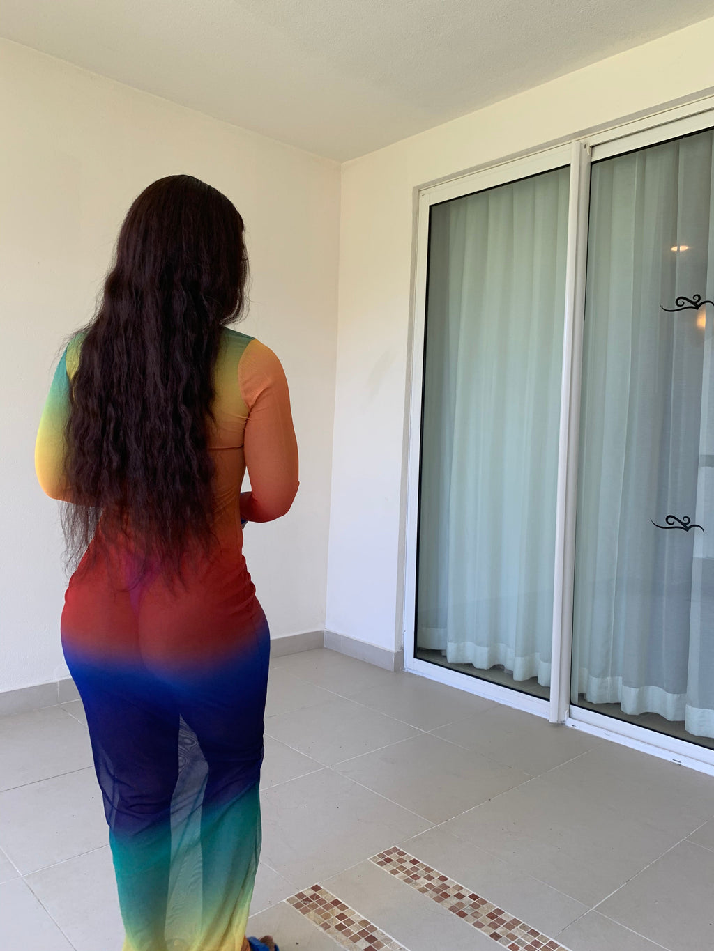 Tuscan multicolor mesh coverup