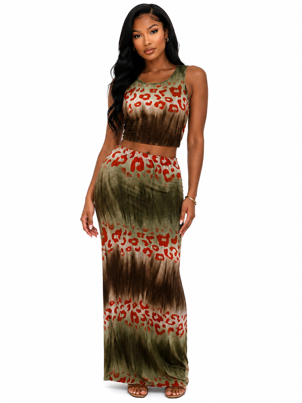 Olive Ember Two-Piece Maxi Skirt Set