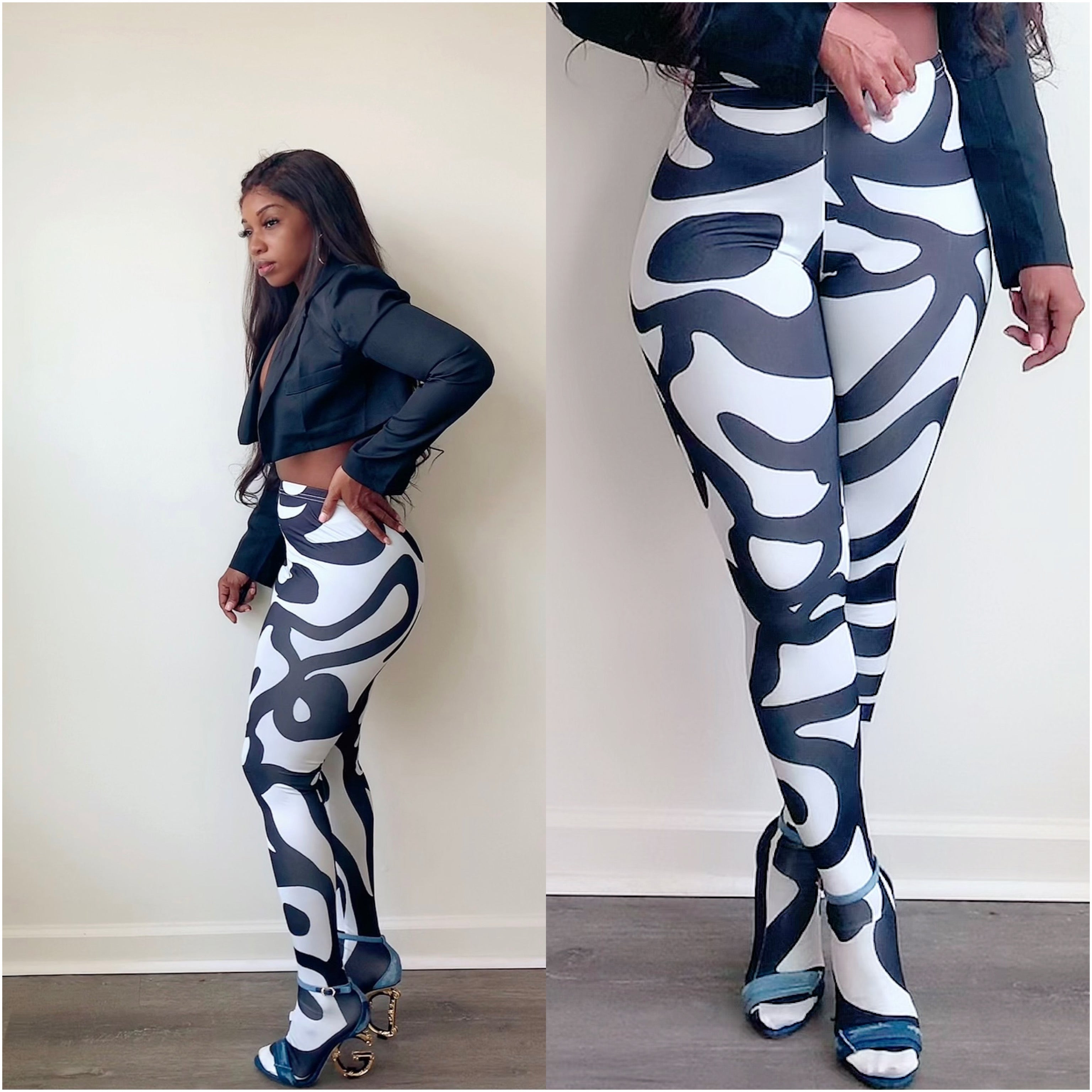 Abstract Wave High Waist Leggings