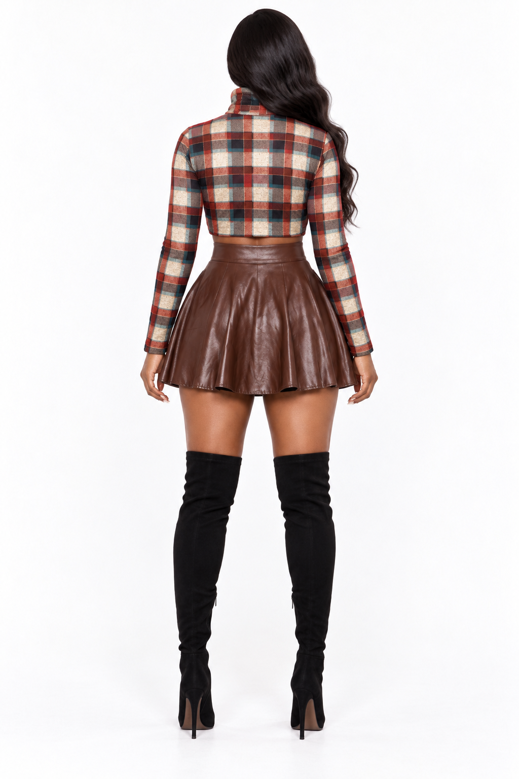 Plaid Perfection Long Sleeve Crop Top