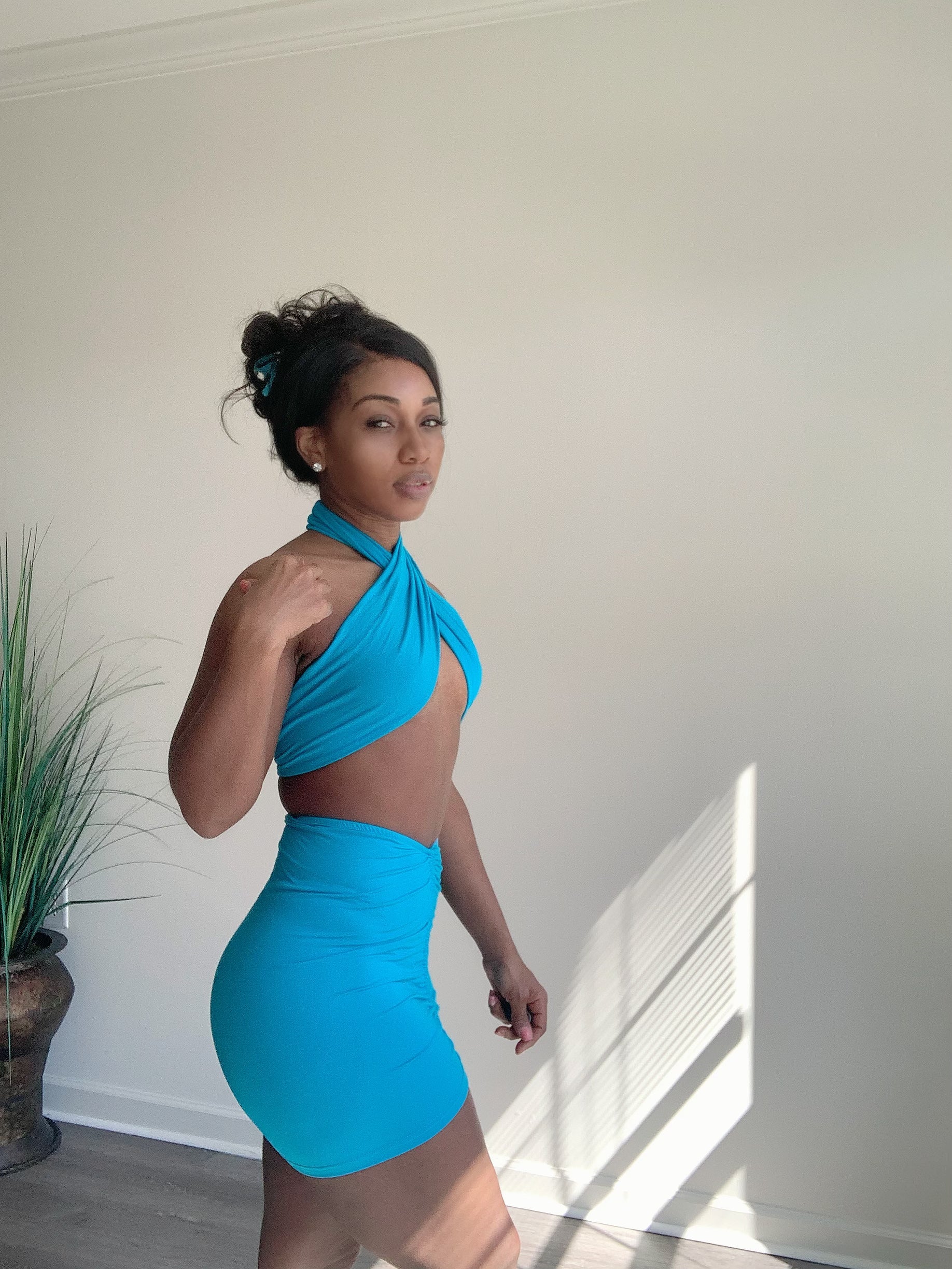 The Crossover two piece halter skirt set