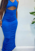Royal Cut-Out Maxi Dress by TrendzbyShe featuring a stylish cut-out design and flowing silhouette perfect for elegant occasions