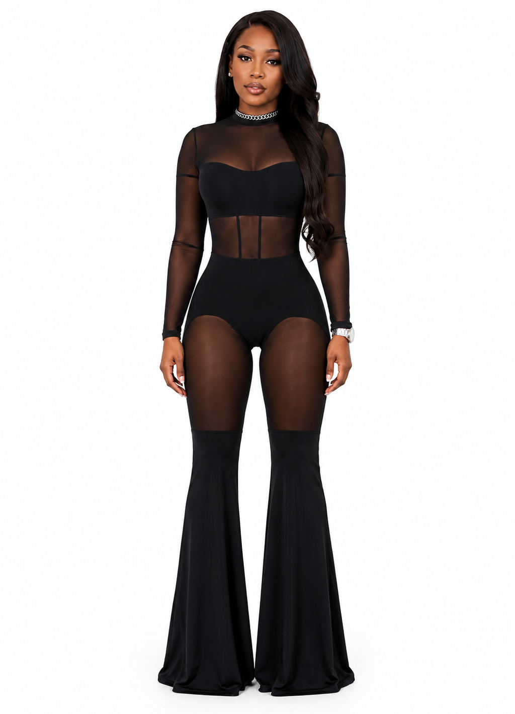 Sheer Elegance Mesh Jumpsuit