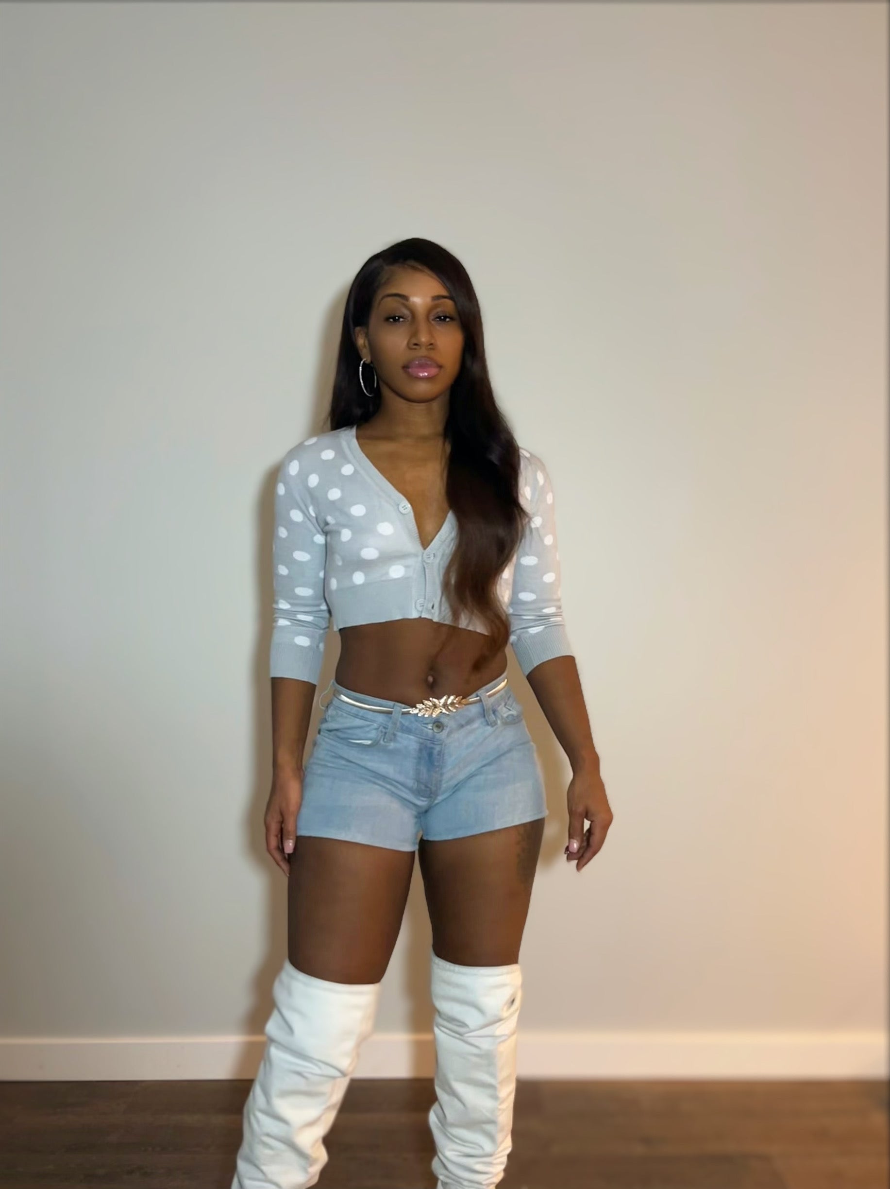 Connect the dots cropped knit sweater