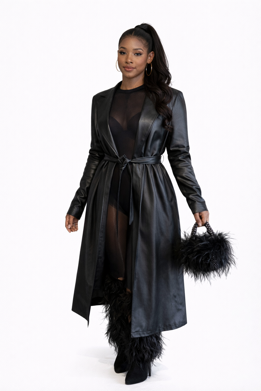 Matrix Faux Leather Trench