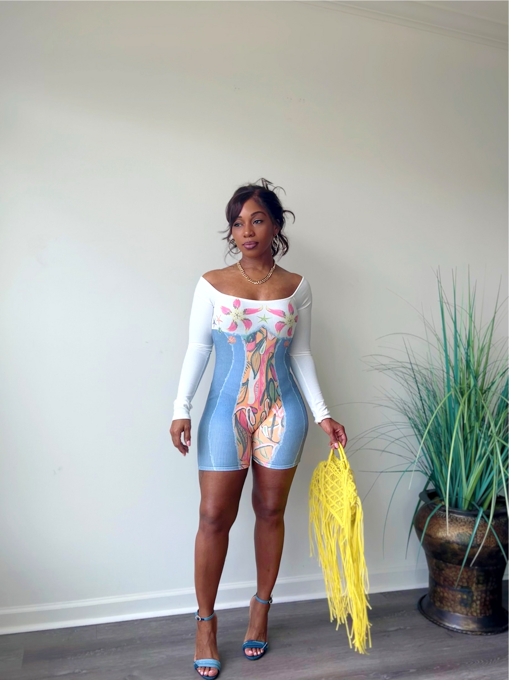 Gardenia off shoulder printed two piece