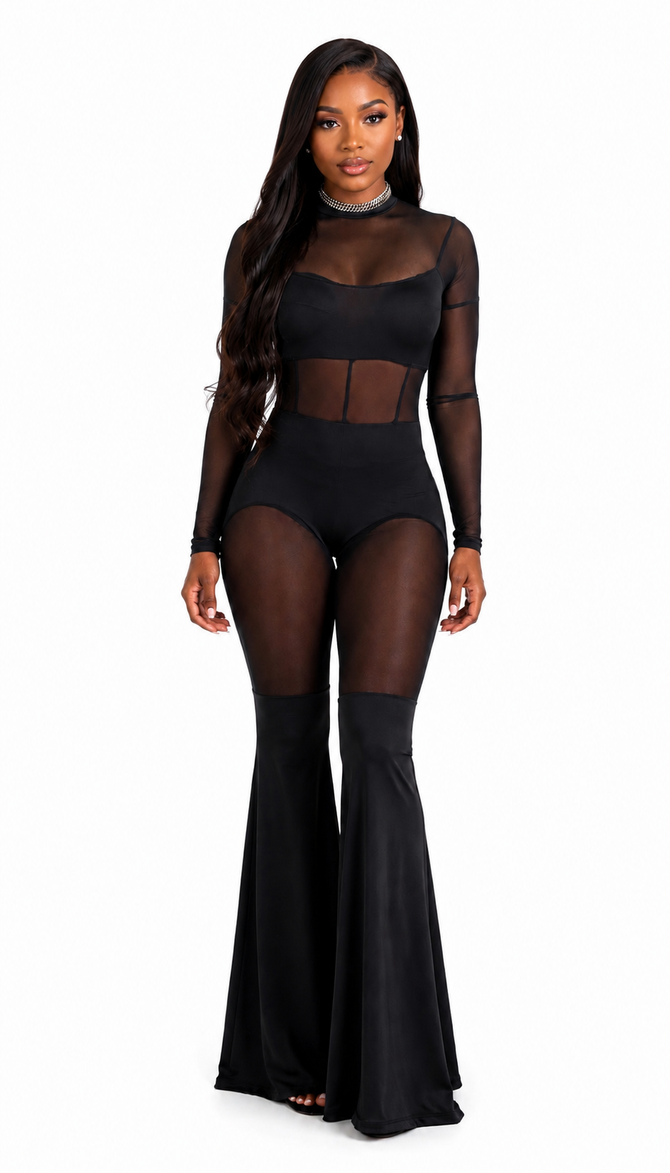 Sheer Elegance Mesh Jumpsuit