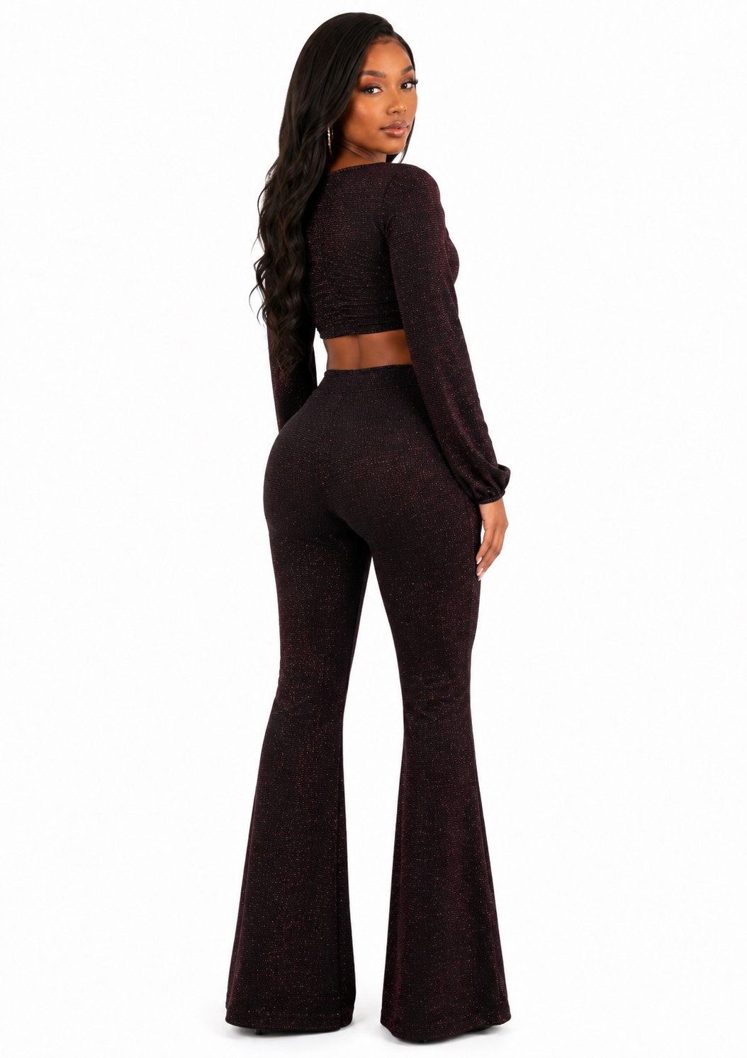 Shimmer Tie-Front Pants Set