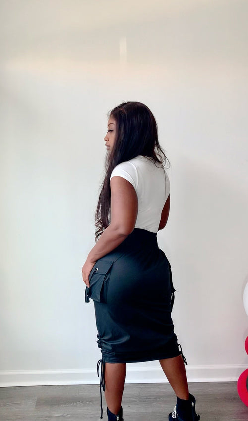 Break Wind drawstring cargo skirt