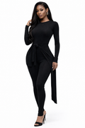TrendzbyShe Sleek Noir Wrap Set outfit, stylish matching top and skirt with a modern, fitted design, shown in the image.