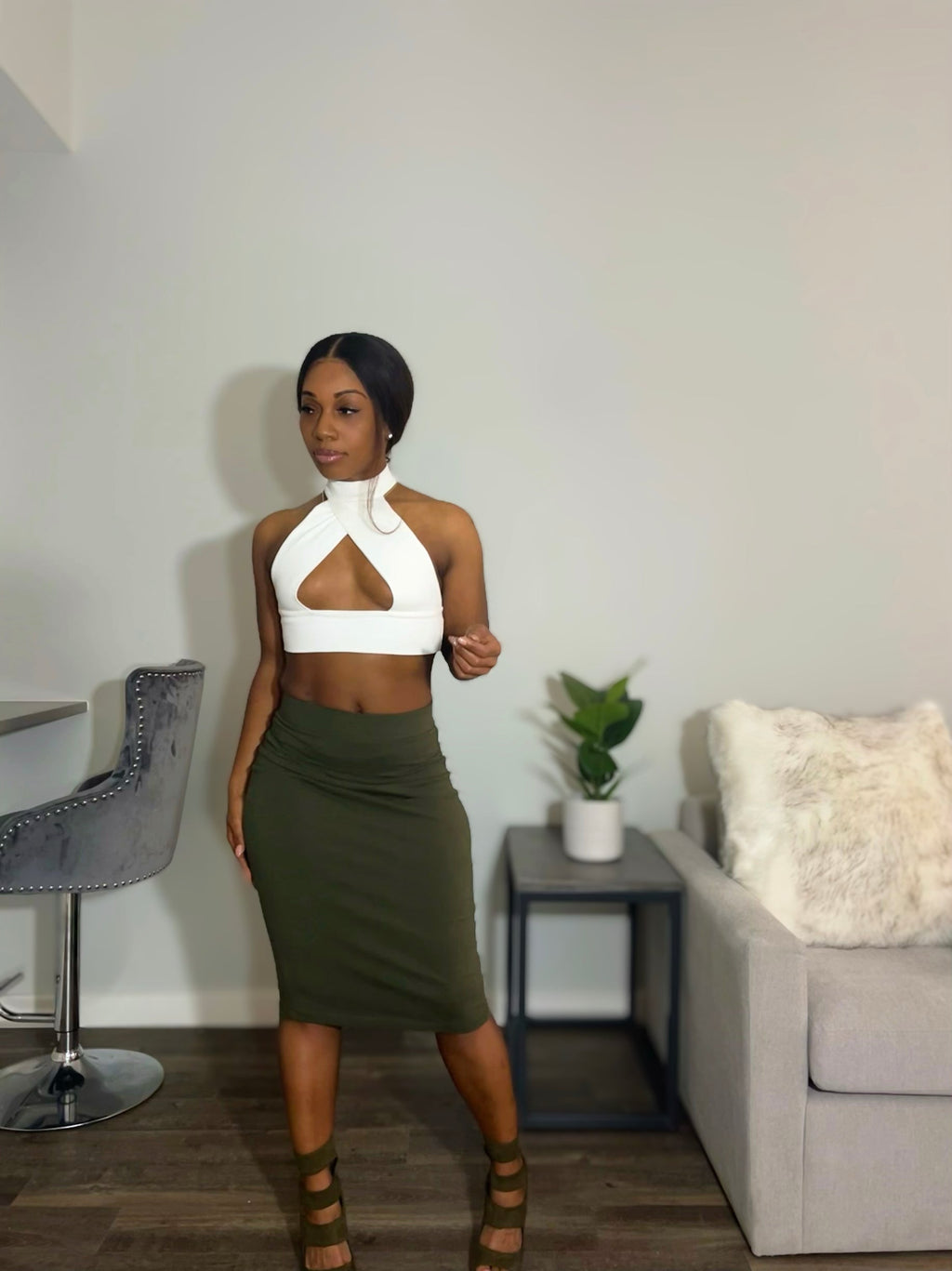 Pencil Me In spandex midi skirt