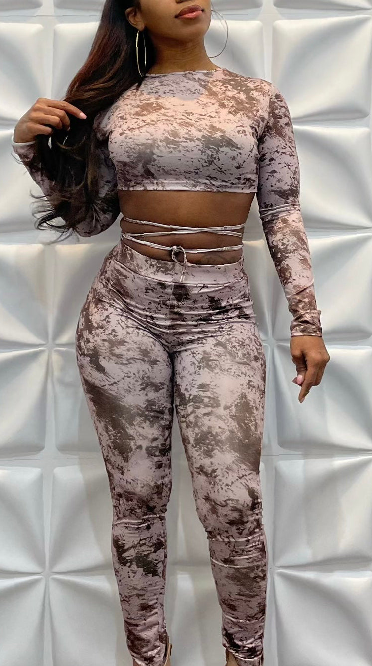 Mocha Marble Two-Piece Set