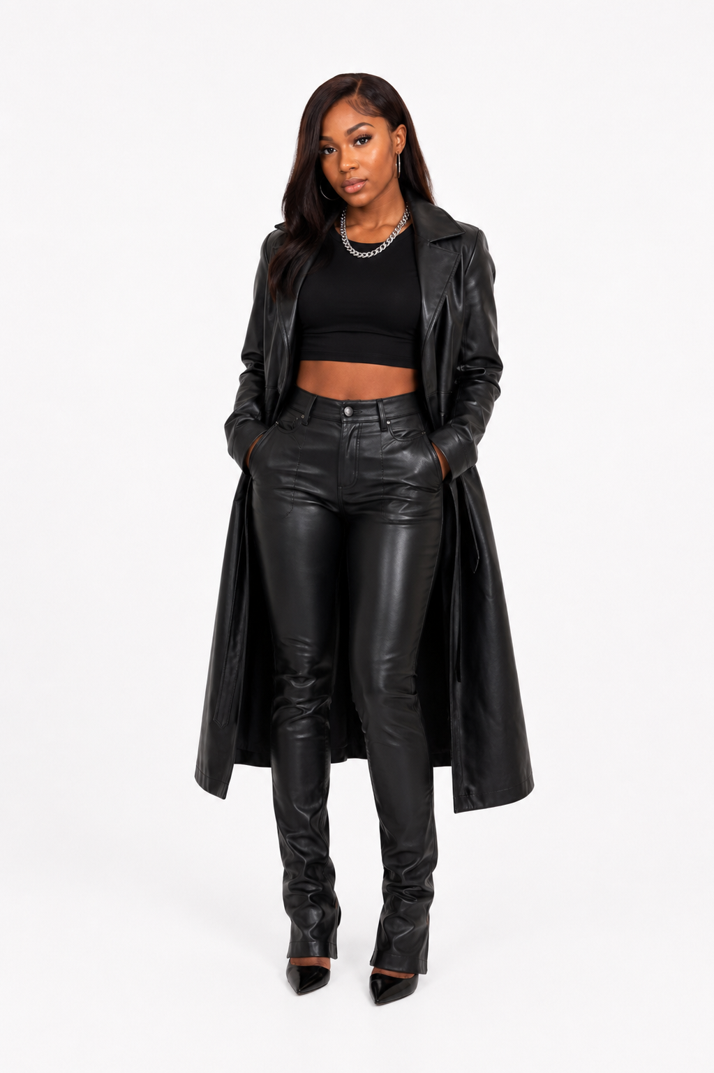 Matrix Faux Leather Trench