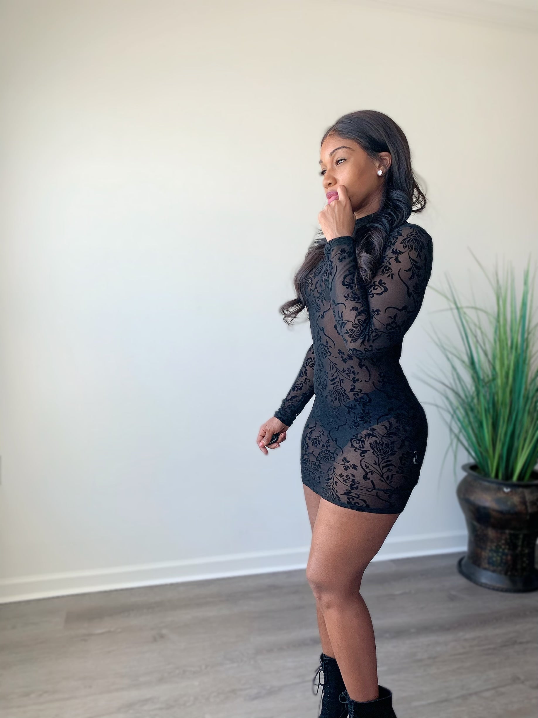 Lacey Lace Body-Con Mini Dress