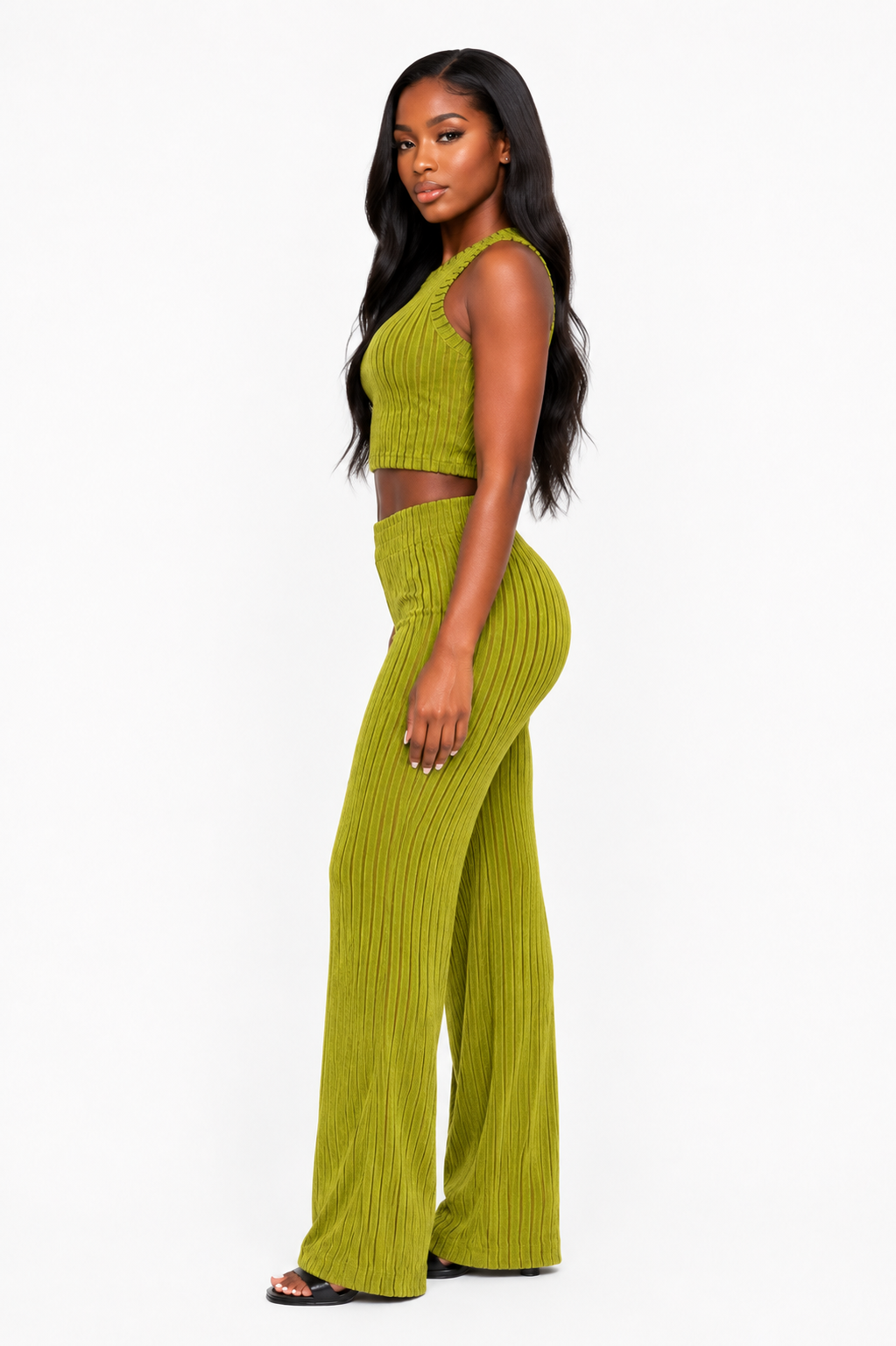 Olive Luxe Ribbed Three Piece Set