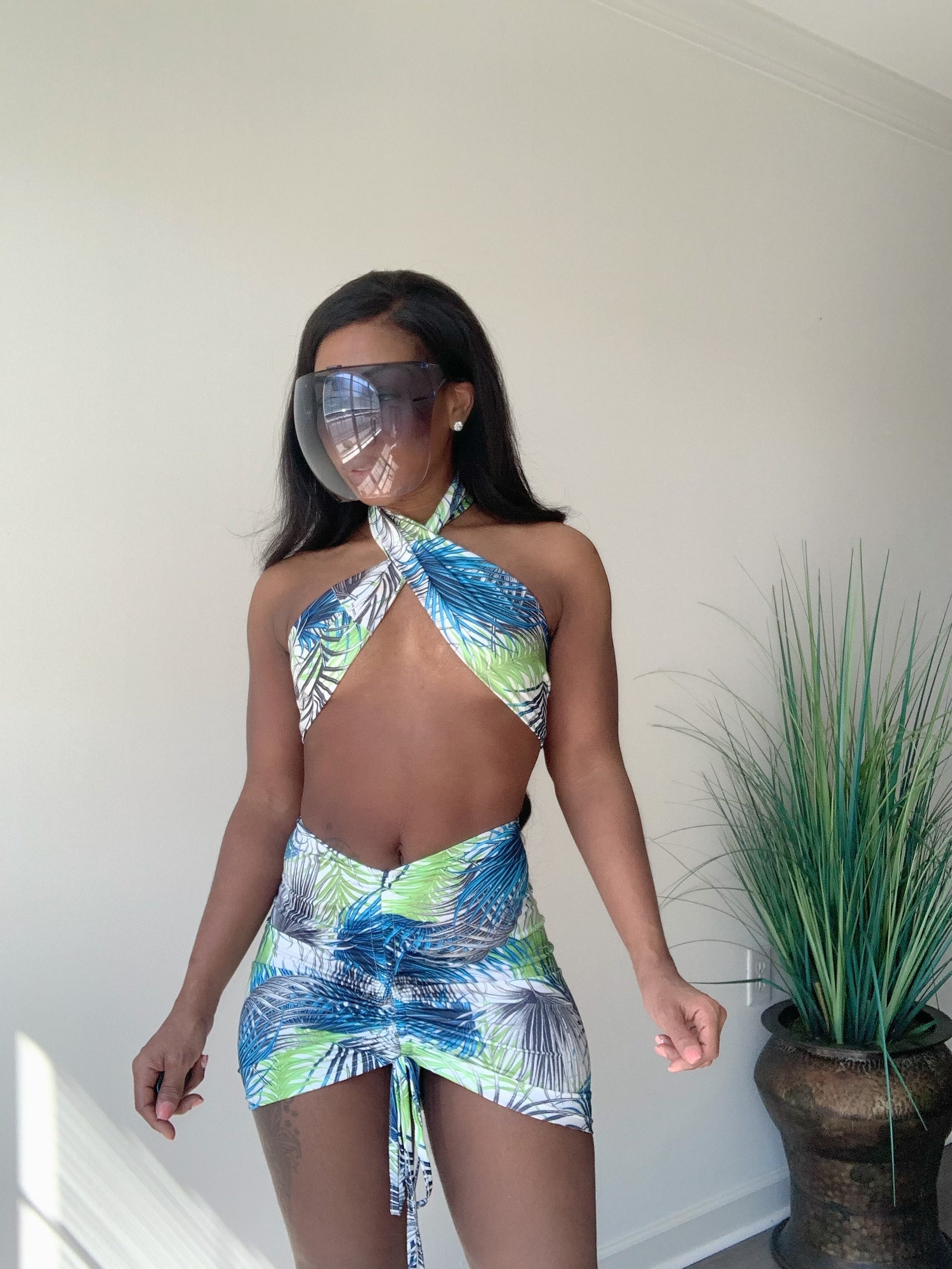 The Crossover two piece halter skirt set