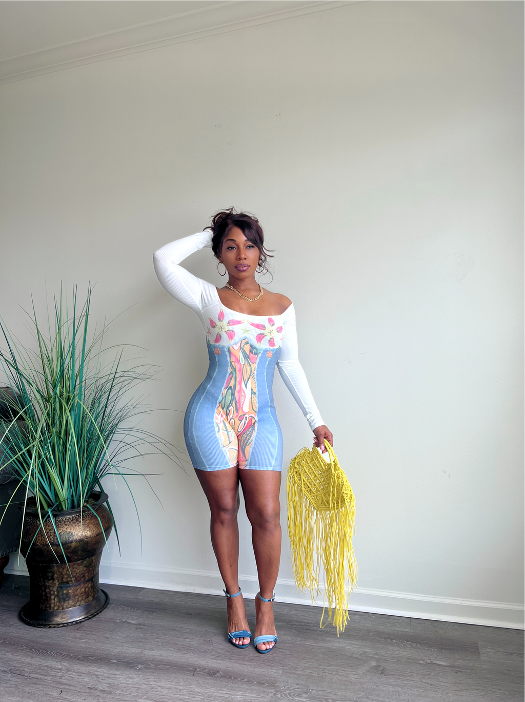 Gardenia off shoulder printed two piece