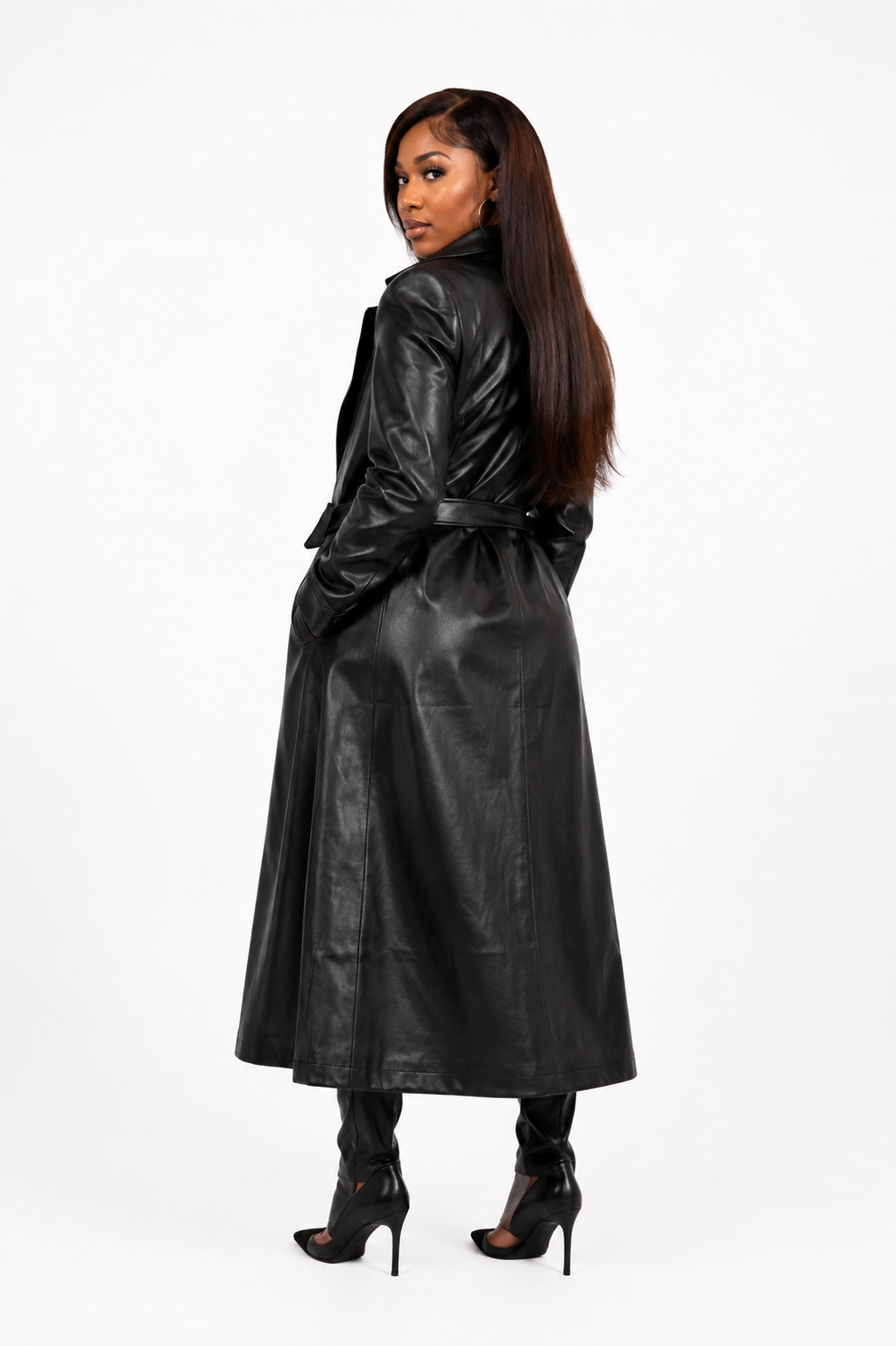 Matrix Faux Leather Trench
