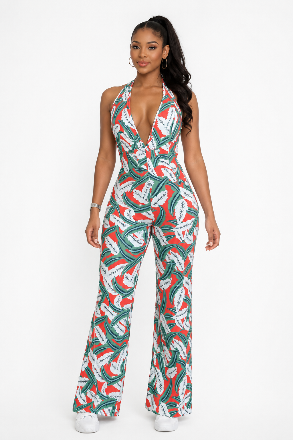 Tropical Curve Halter Jumpsuit