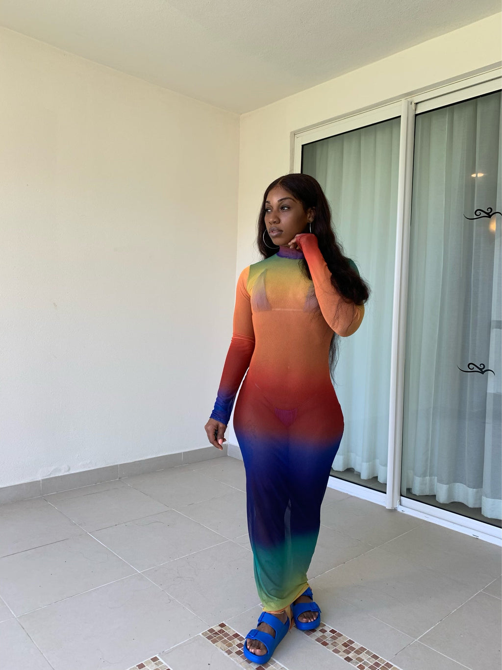 Tuscan multicolor mesh coverup