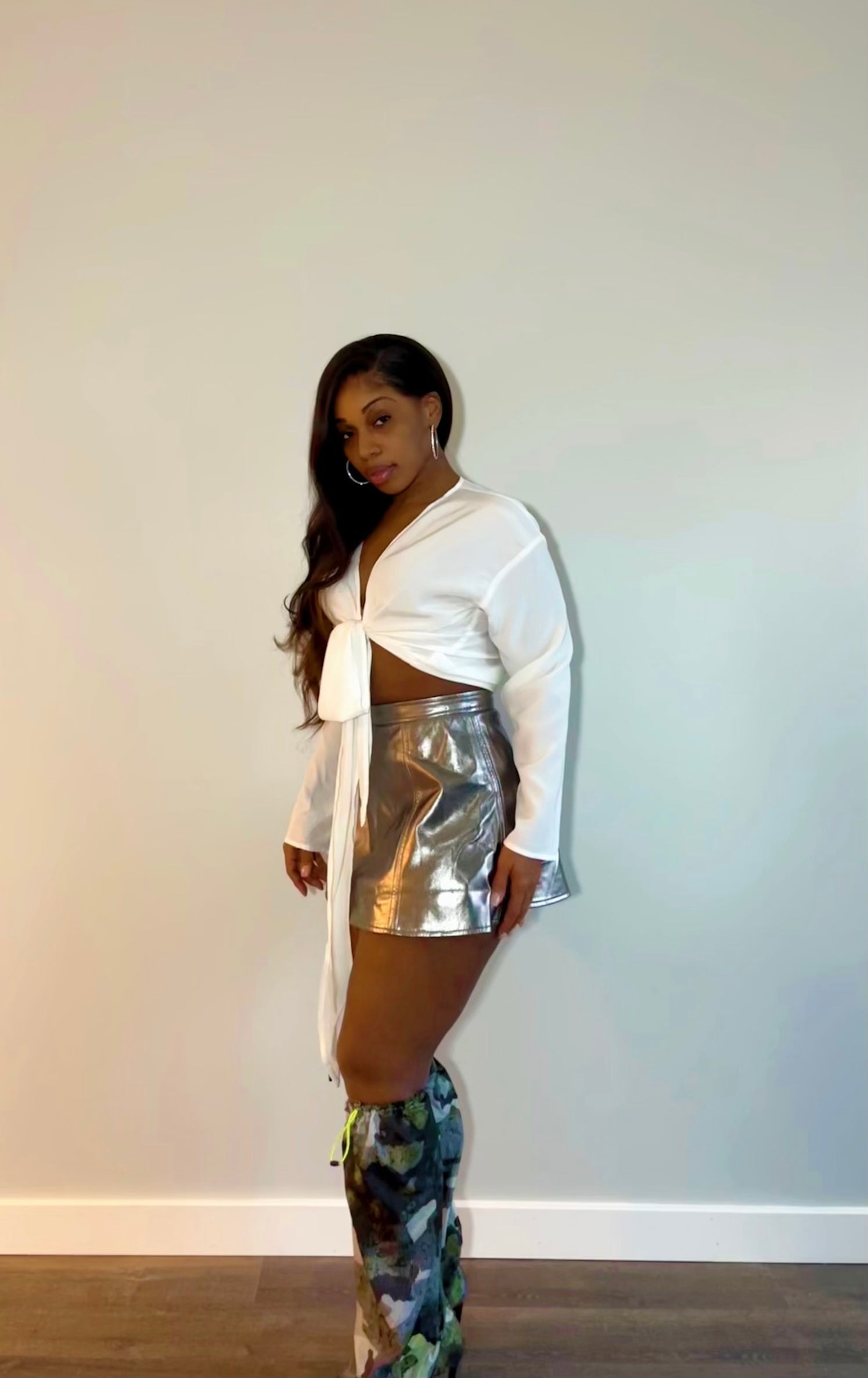 Chrome Heart metallic flare skirt