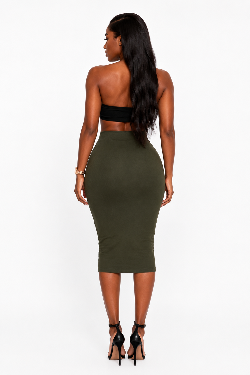 Olive Midi Bodycon Skirt