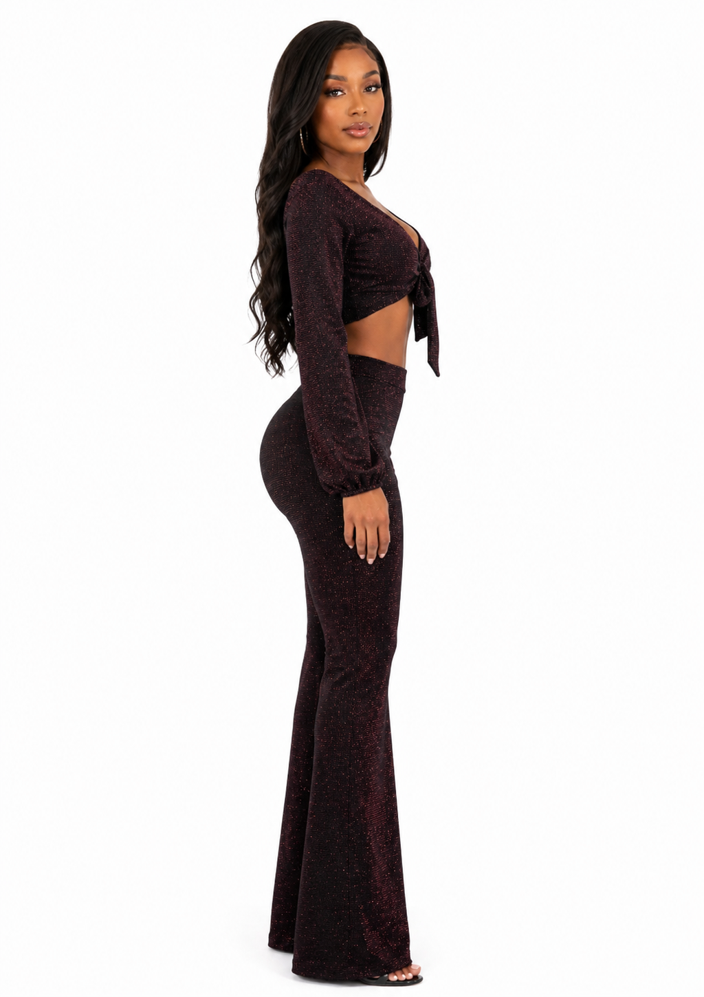 Shimmer Tie-Front Pants Set
