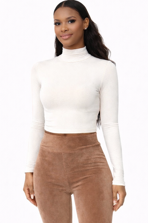 Essential Long Sleeve Turtleneck Crop Top