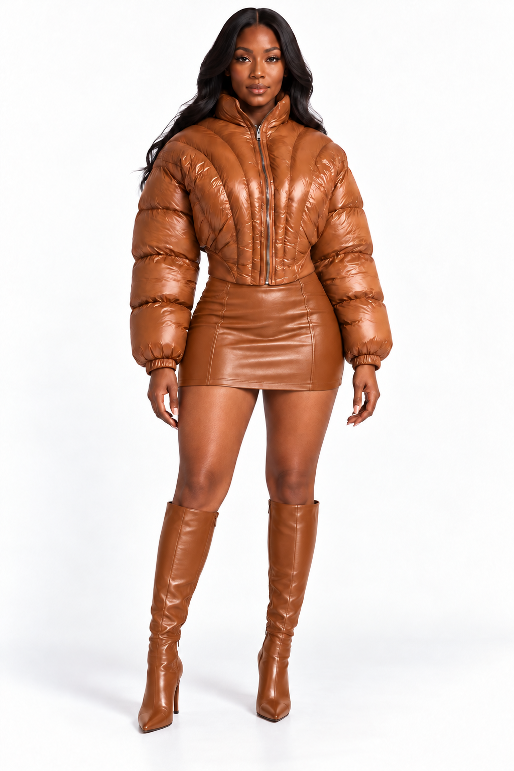 High Shine Cropped Puffer Jacket