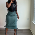 Break Wind drawstring cargo skirt