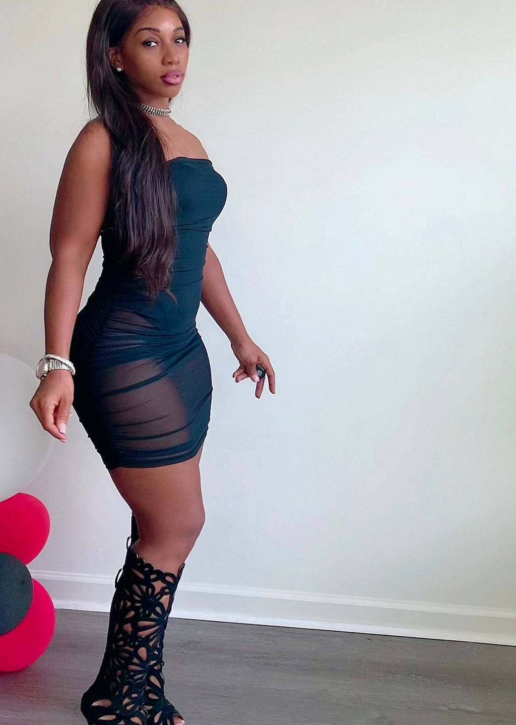 See it Through sheer tube dress