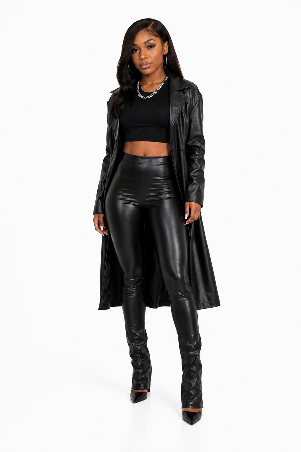 Matrix Faux Leather Trench