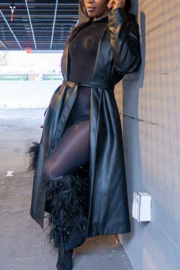 Matrix Faux Leather Trench